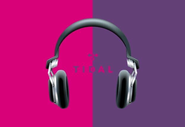 zdjęcie przedstawia słuchawki na tle w kolorach firmowych TMobile i Play oraz logo Tidal