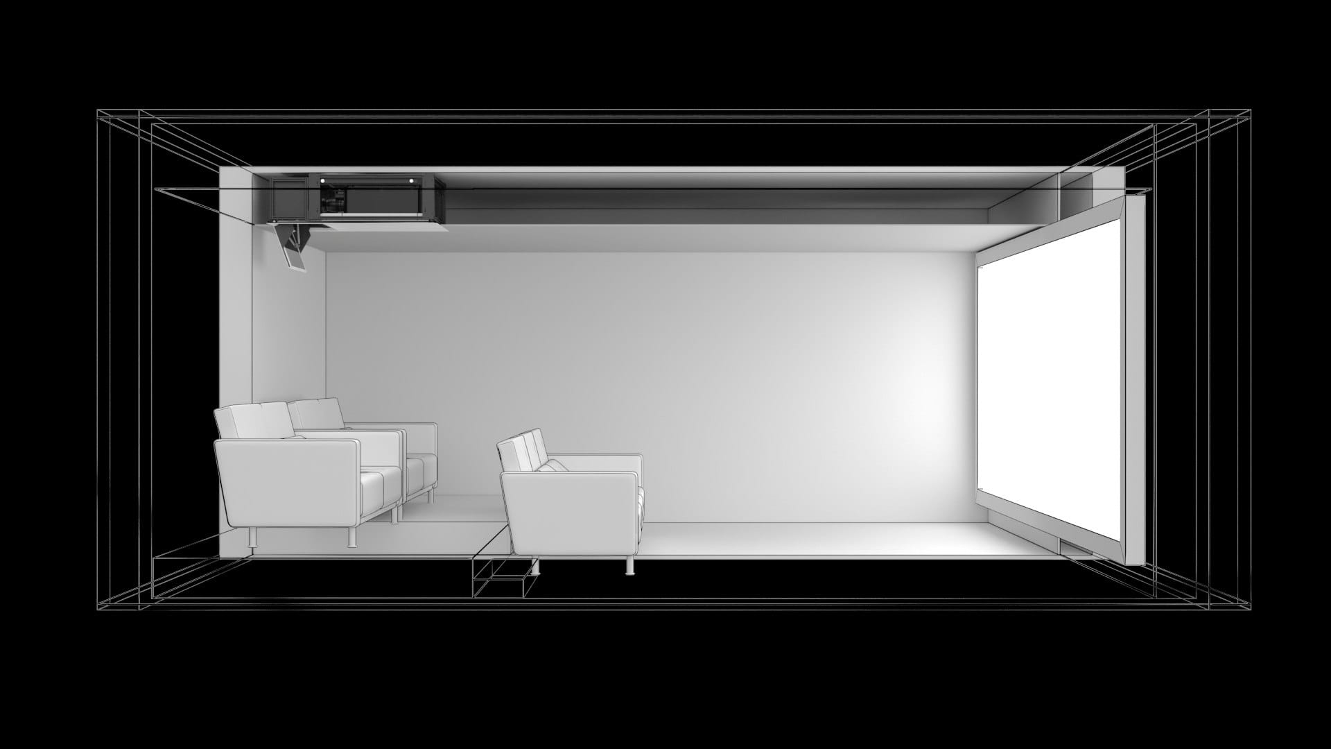 niewidoczny projektor w salonie